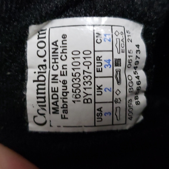 Columbia Boys Waterproof Wrangle Peak Black Lace Up Mid Top Boots Size 3 - Picture 8 of 9